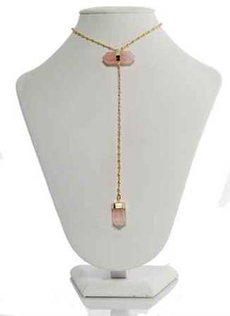 Sautoir en Quartz rose